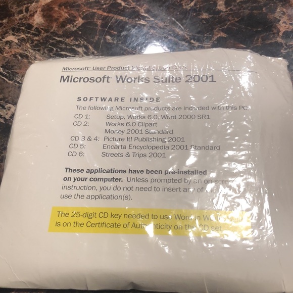 MICROSOFT WORKS SUITE 2001 SEALED WORD 2000 MONEY 2001 ENCARTA 6.0 w KEY - Picture 12 of 12